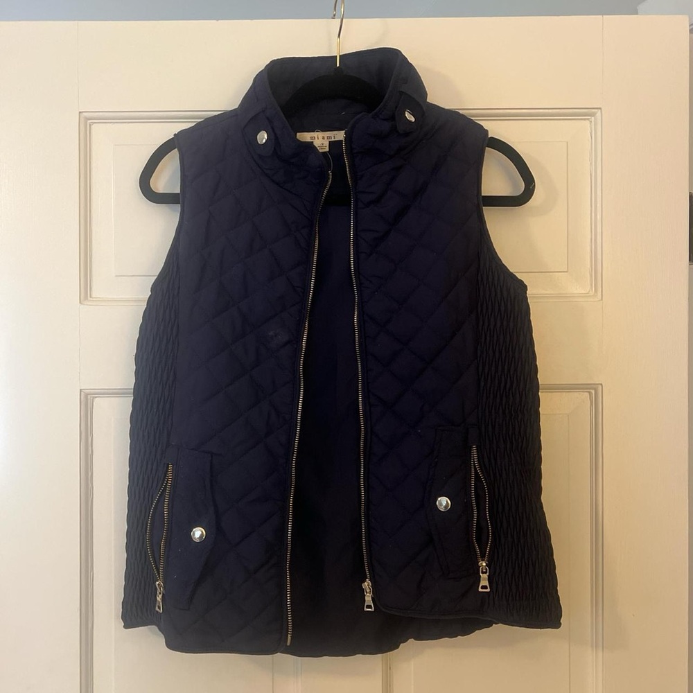 Miami Blue Quilted Vest with Stand-Up Collar